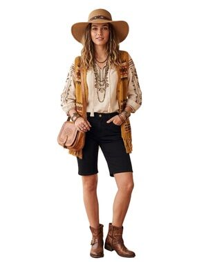 Lee Women’s Black Denim Med-to-High Rise Bermuda Shorts Size 12 NWT